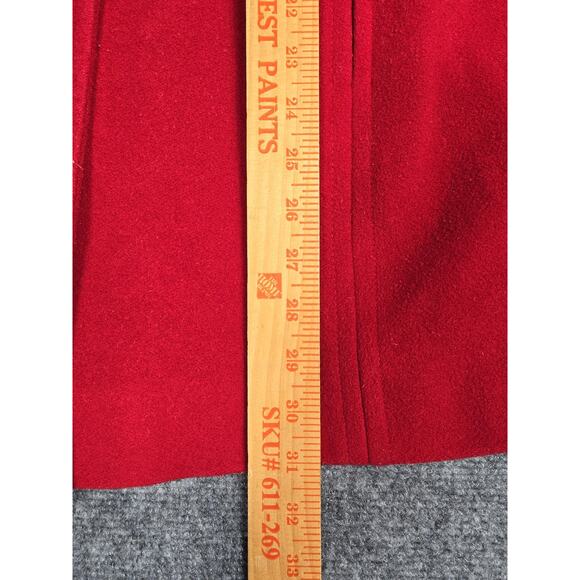 London Fog Coat Womens Large Red Wool Blend Single Breasted Lined Pockets - Picture 12 of 12
